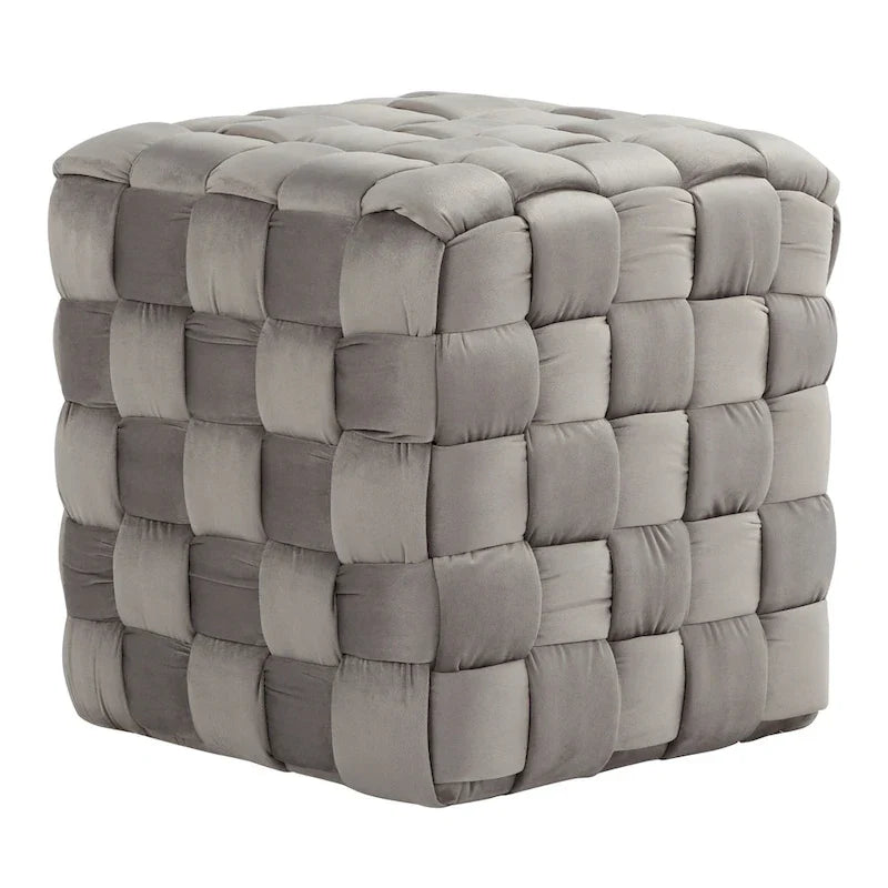 Pouf carré tressé Silver Orchid 16"