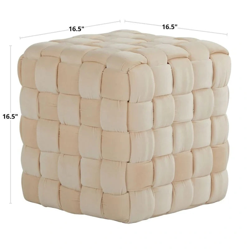 Pouf carré tressé Silver Orchid 16"