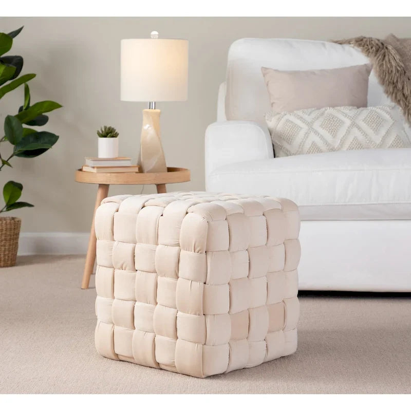 Pouf carré tressé Silver Orchid 16"