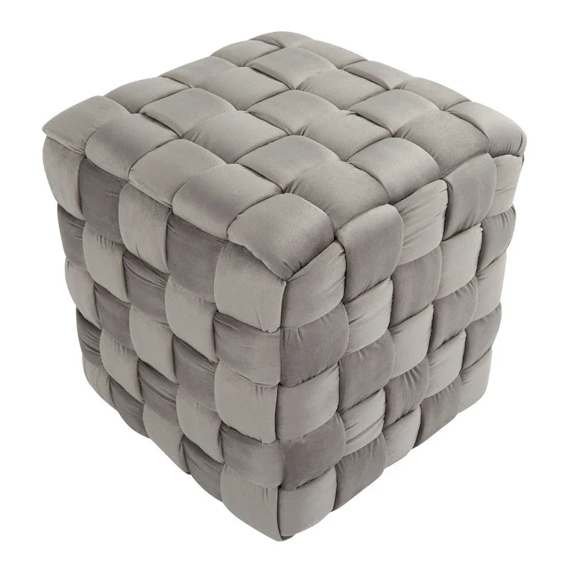 Pouf carré tressé Silver Orchid 16"