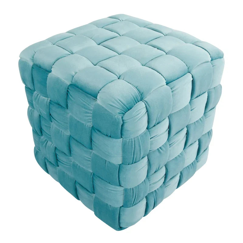 Pouf carré tressé Silver Orchid 16"