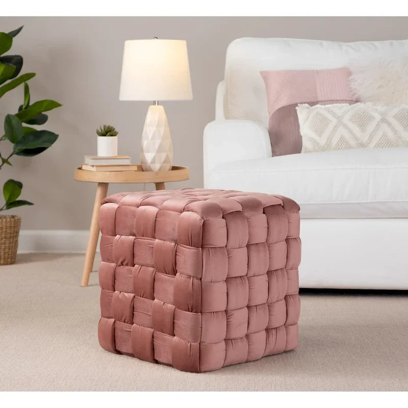 Pouf carré tressé Silver Orchid 16"