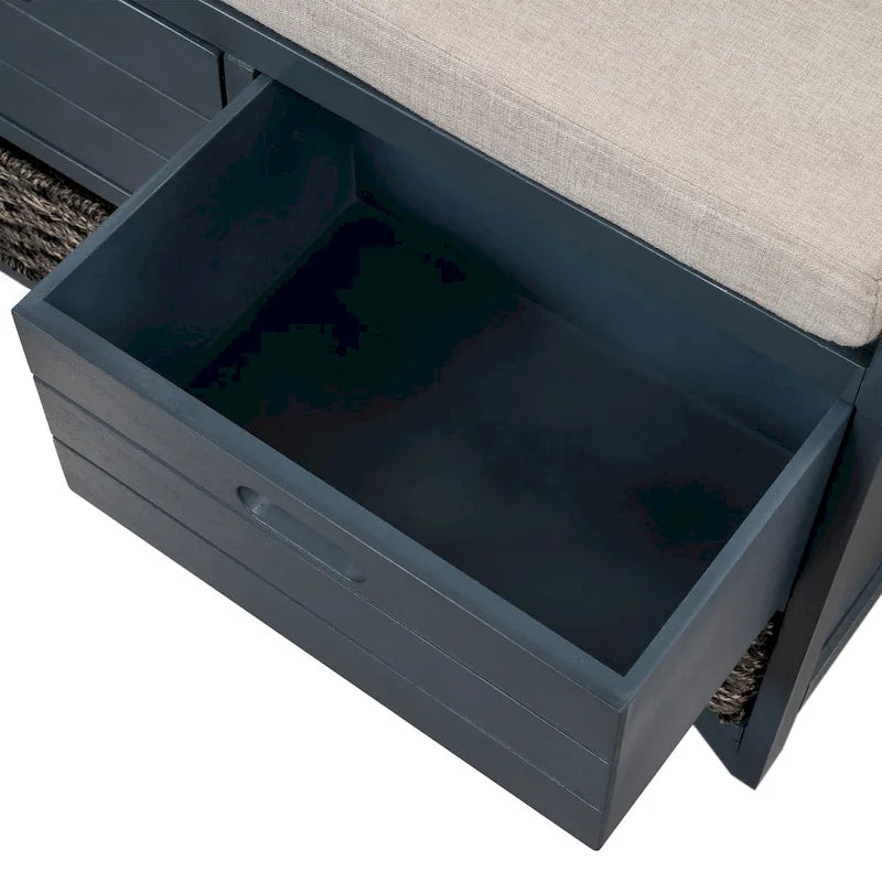 Banc de rangement avec panier amovible et 2 tiroirs