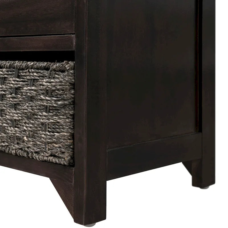 Banc de rangement avec panier amovible et 2 tiroirs