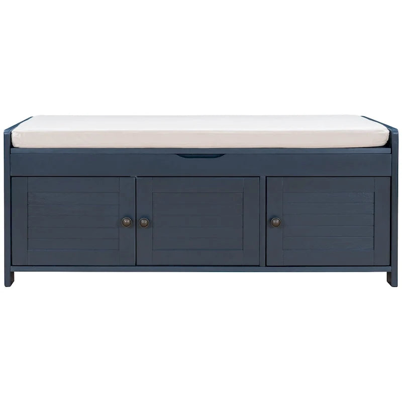 Banc de rangement avec 3 portes persiennes