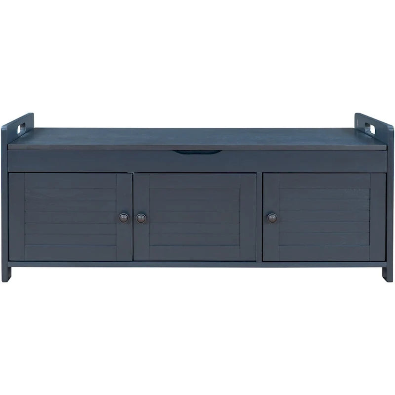 Banc de rangement avec 3 portes persiennes