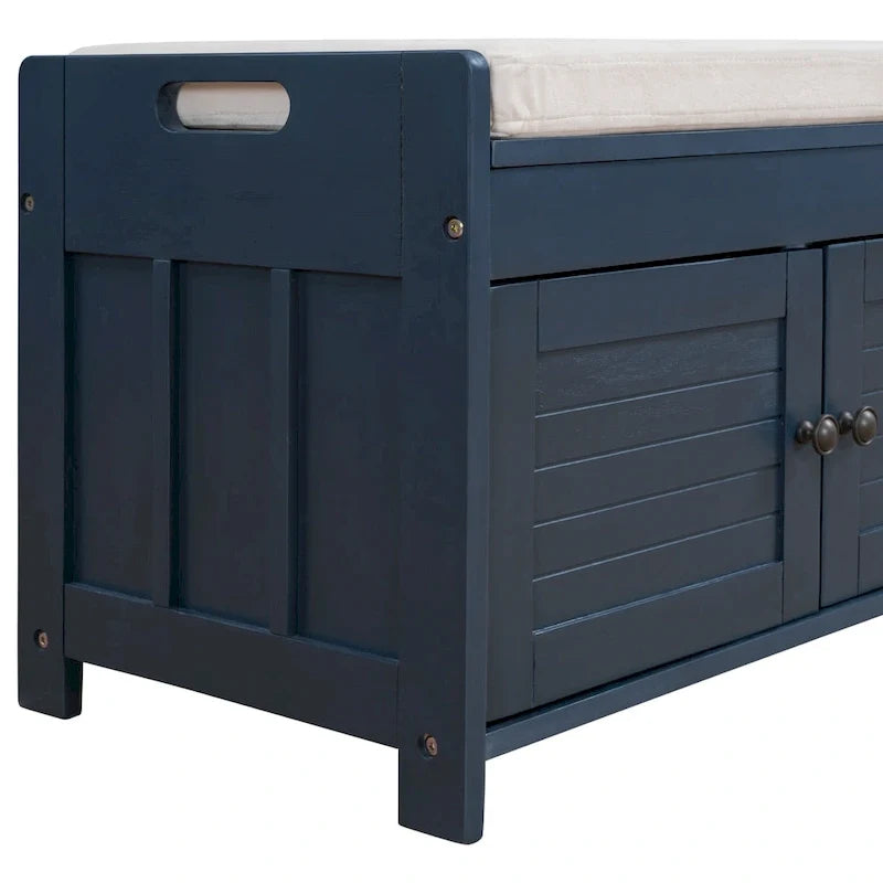 Banc de rangement avec 3 portes persiennes