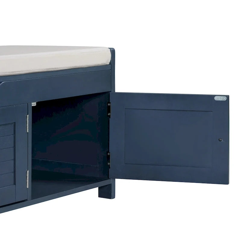 Banc de rangement avec 3 portes persiennes
