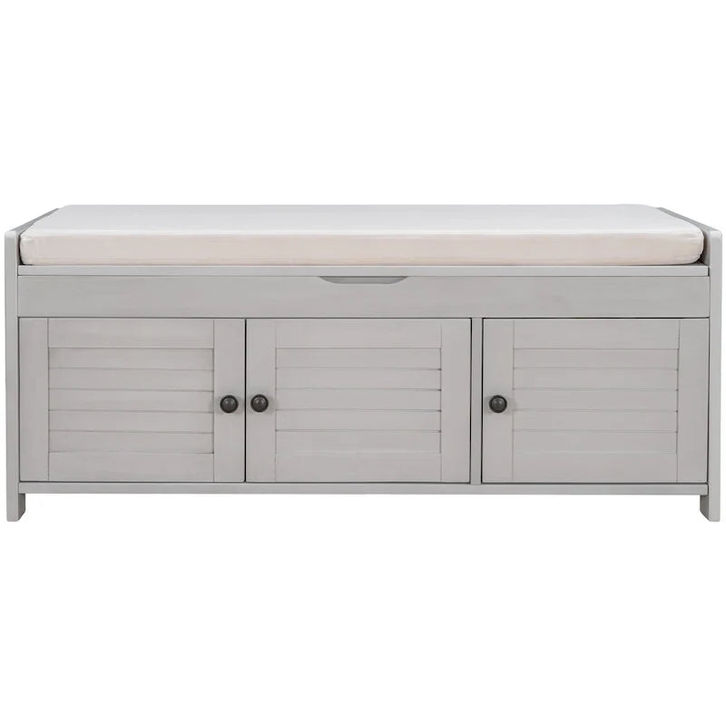 Banc de rangement avec 3 portes persiennes