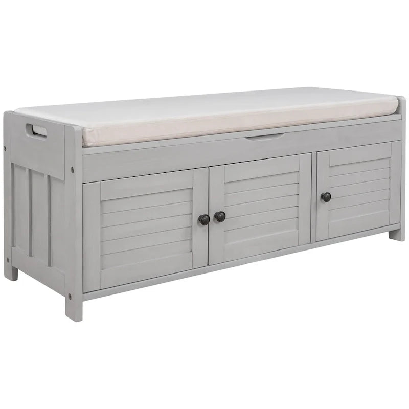 Banc de rangement avec 3 portes persiennes