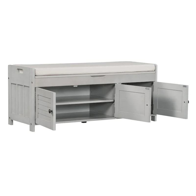 Banc de rangement avec 3 portes persiennes