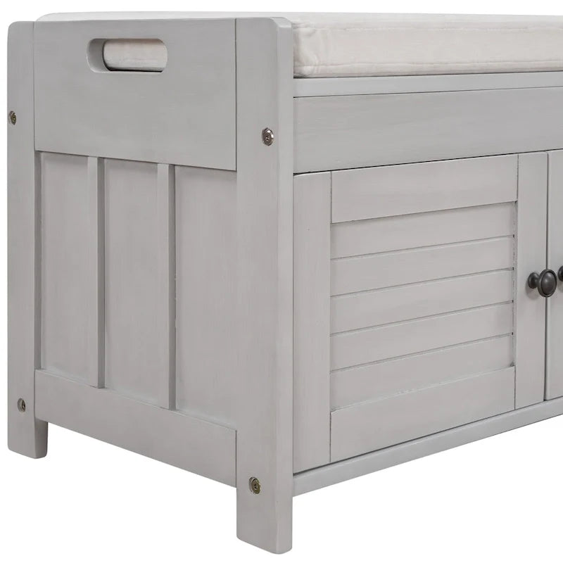 Banc de rangement avec 3 portes persiennes
