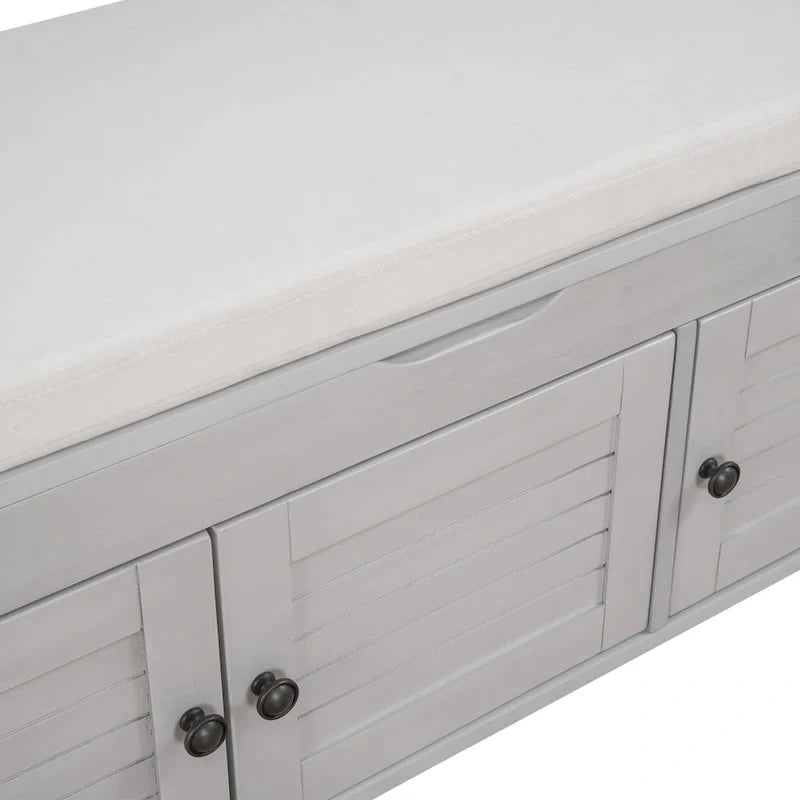 Banc de rangement avec 3 portes persiennes