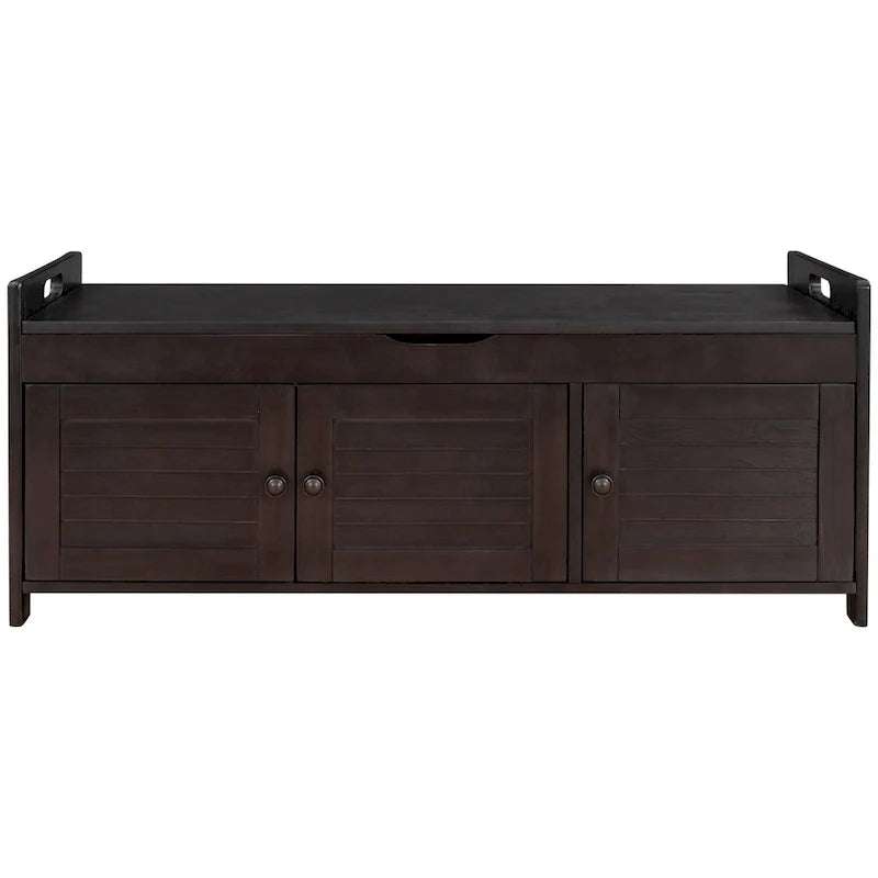 Banc de rangement avec 3 portes persiennes