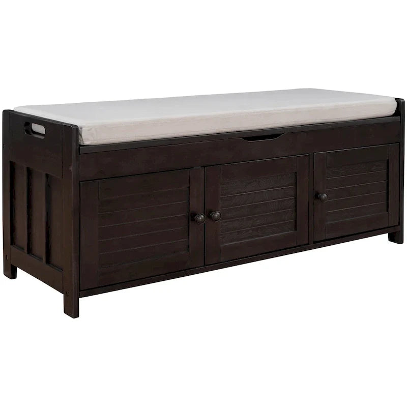 Banc de rangement avec 3 portes persiennes