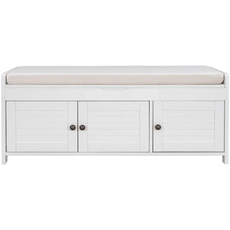 Banc de rangement avec 3 portes persiennes