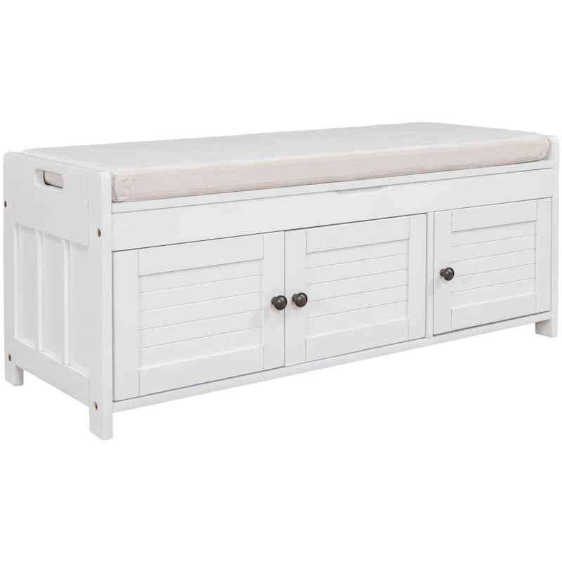 Banc de rangement avec 3 portes persiennes
