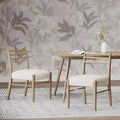 Chaises de salle à manger rembourrées en tissu et bois d'hévéa (lot de 2) par
