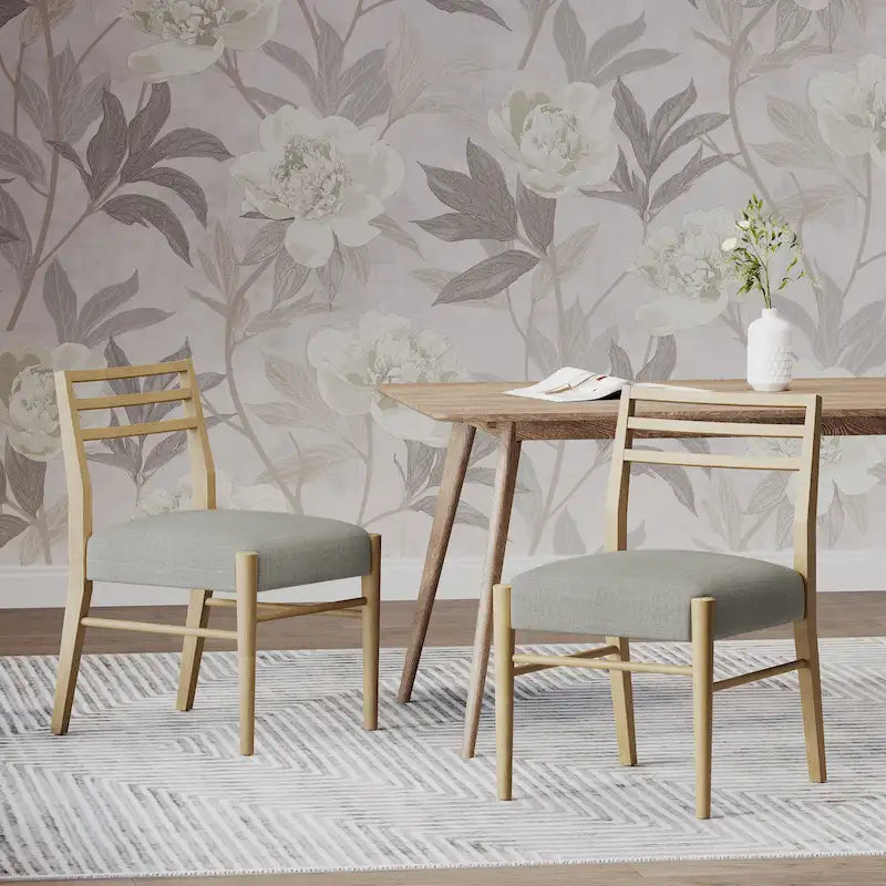 Chaises de salle à manger rembourrées en tissu et bois d'hévéa (lot de 2) par