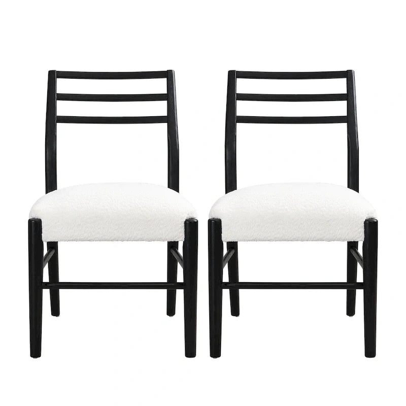 Chaises de salle à manger rembourrées en tissu et bois d'hévéa (lot de 2) par