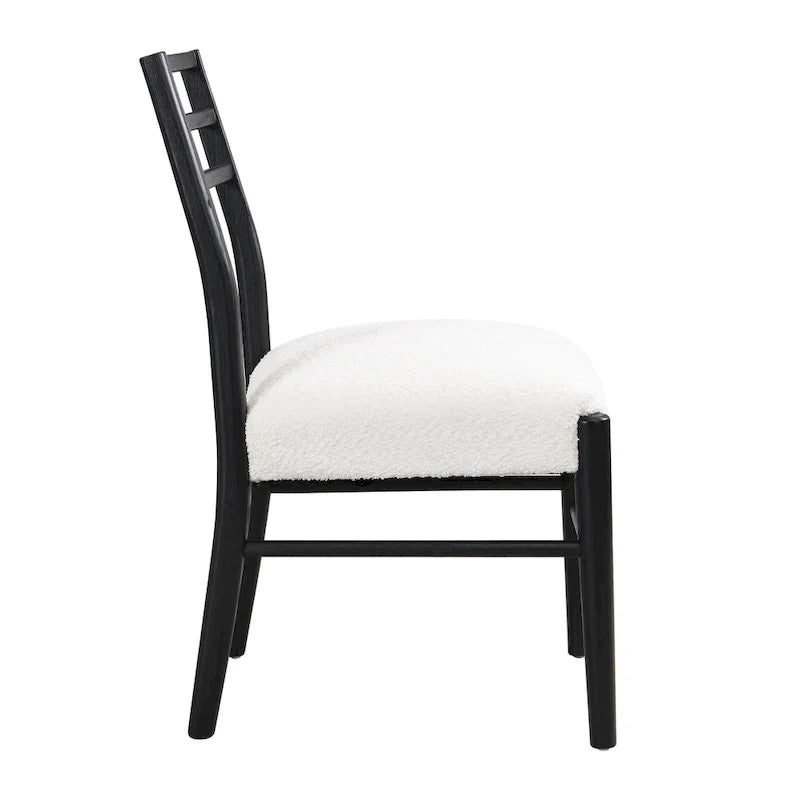 Chaises de salle à manger rembourrées en tissu et bois d'hévéa (lot de 2) par