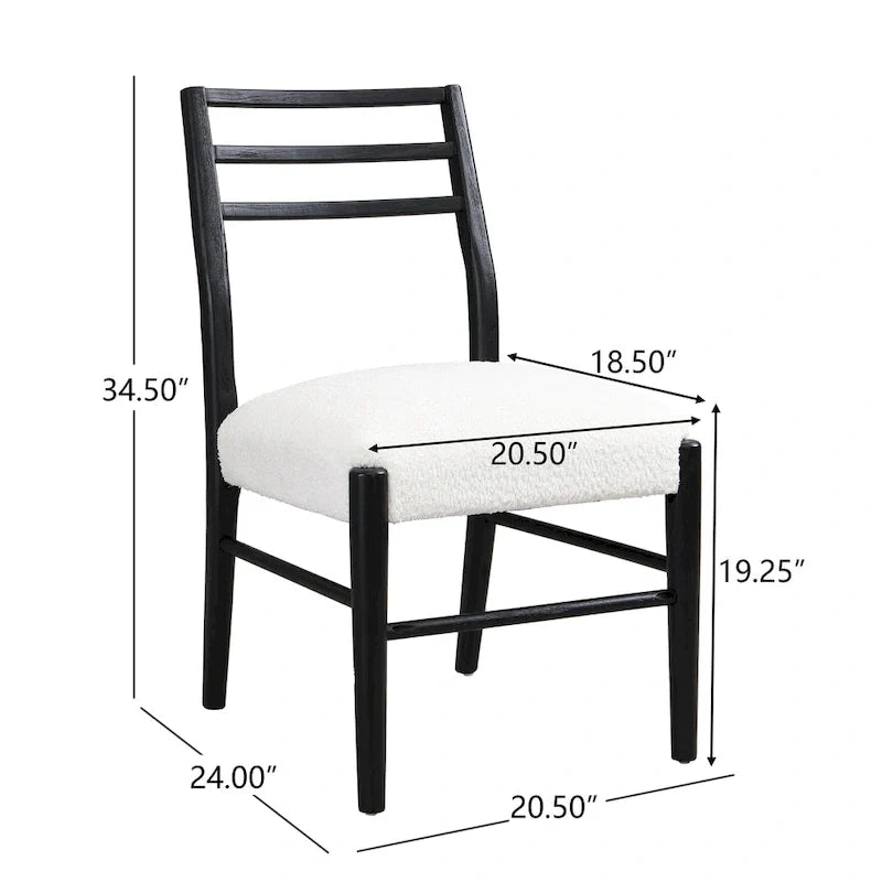 Chaises de salle à manger rembourrées en tissu et bois d'hévéa (lot de 2) par