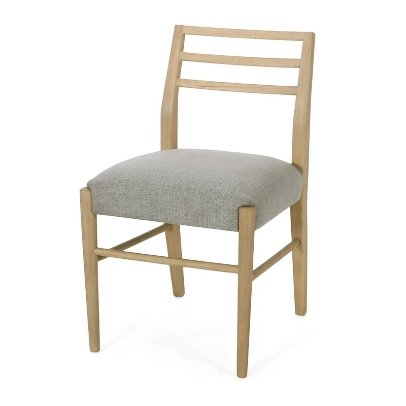 Chaises de salle à manger rembourrées en tissu et bois d'hévéa (lot de 2) par