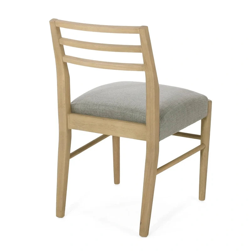 Chaises de salle à manger rembourrées en tissu et bois d'hévéa (lot de 2) par