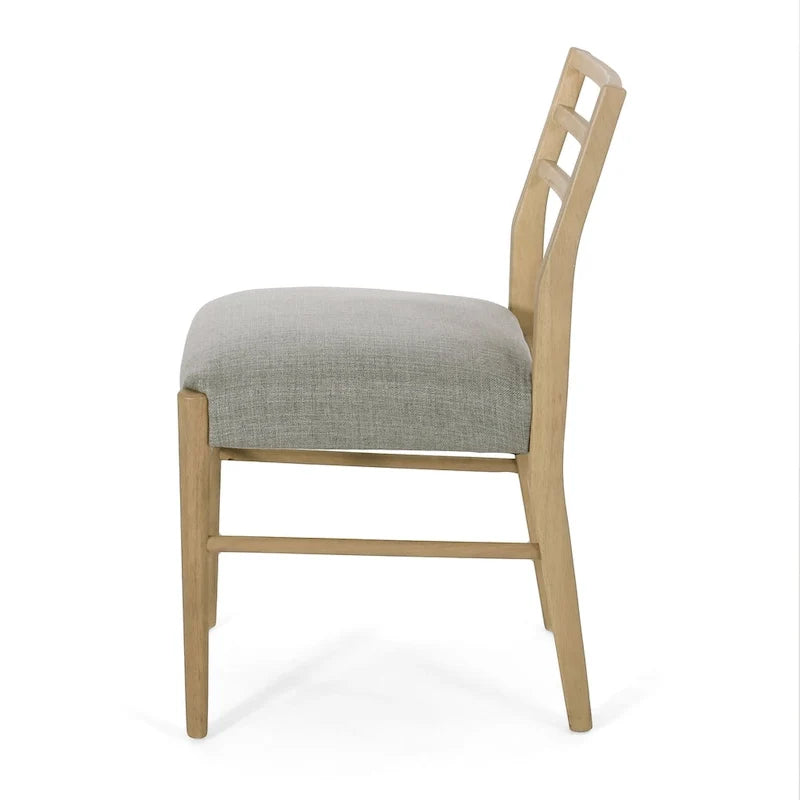 Chaises de salle à manger rembourrées en tissu et bois d'hévéa (lot de 2) par