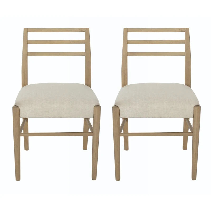 Chaises de salle à manger rembourrées en tissu et bois d'hévéa (lot de 2) par