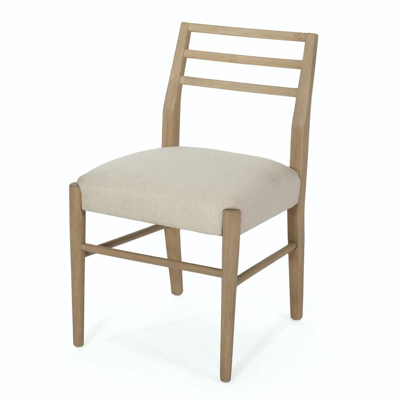 Chaises de salle à manger rembourrées en tissu et bois d'hévéa (lot de 2) par