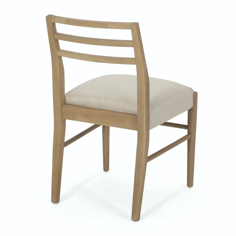 Chaises de salle à manger rembourrées en tissu et bois d'hévéa (lot de 2) par