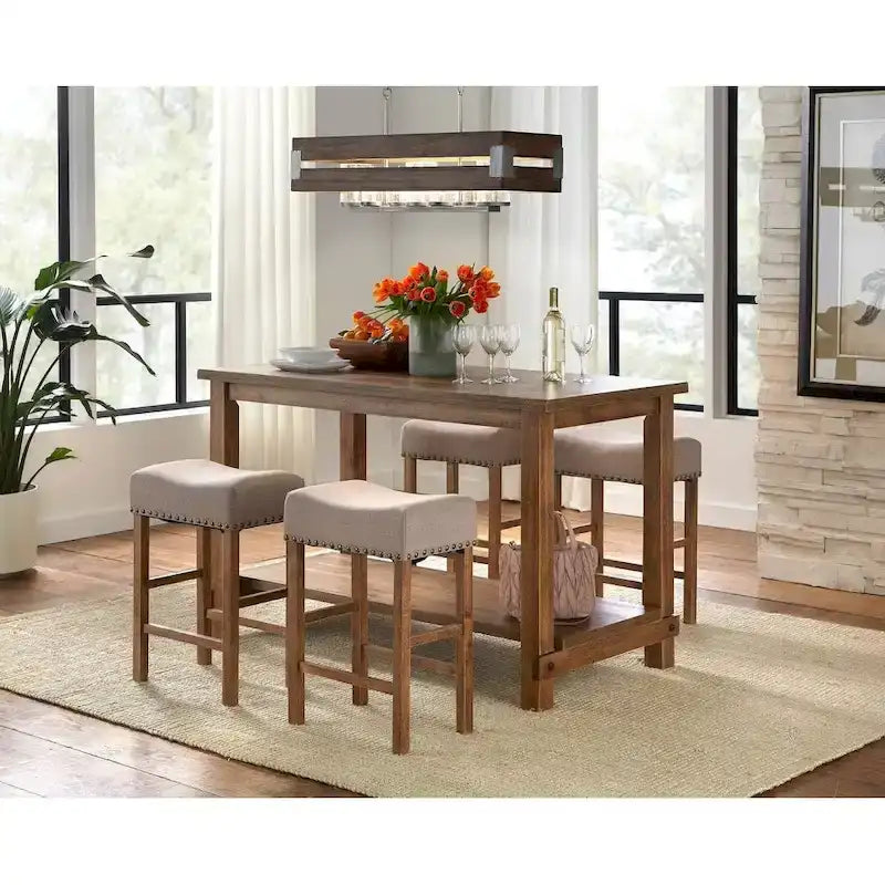 Tabouret de comptoir de 24 po avec clous de tapissier (lot de 2)