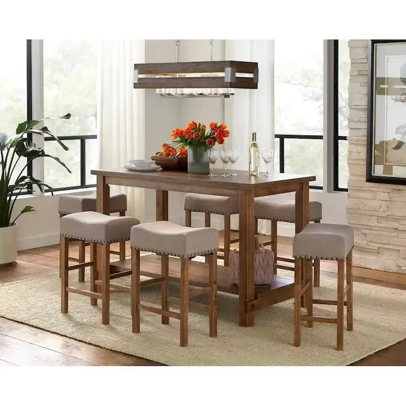 Tabouret de comptoir de 24 po avec clous de tapissier (lot de 2)