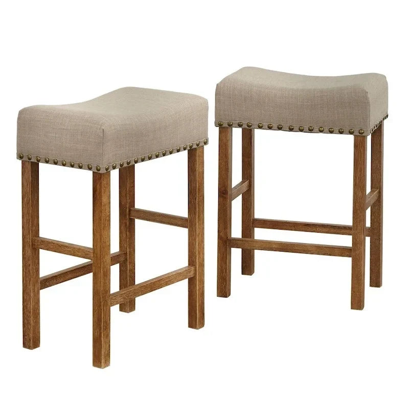 Tabouret de comptoir de 24 po avec clous de tapissier (lot de 2)