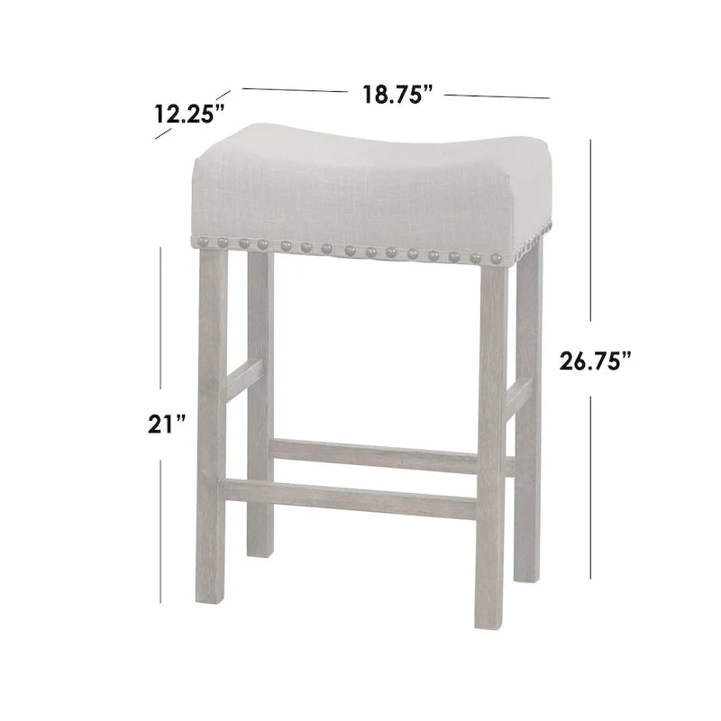 Tabouret de comptoir de 24 po avec clous de tapissier (lot de 2)