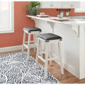 Tabouret de bar rustique sans dossier avec assise en similicuir