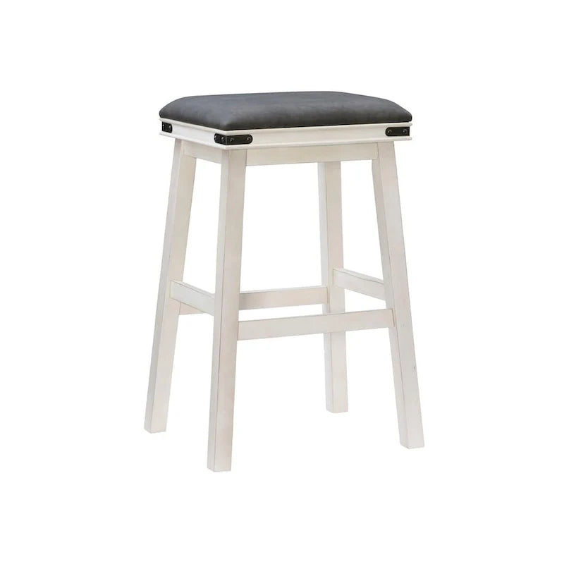 Tabouret de bar rustique sans dossier avec assise en similicuir