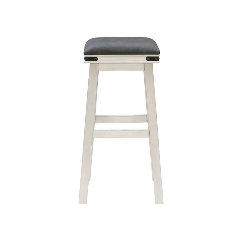 Tabouret de bar rustique sans dossier avec assise en similicuir