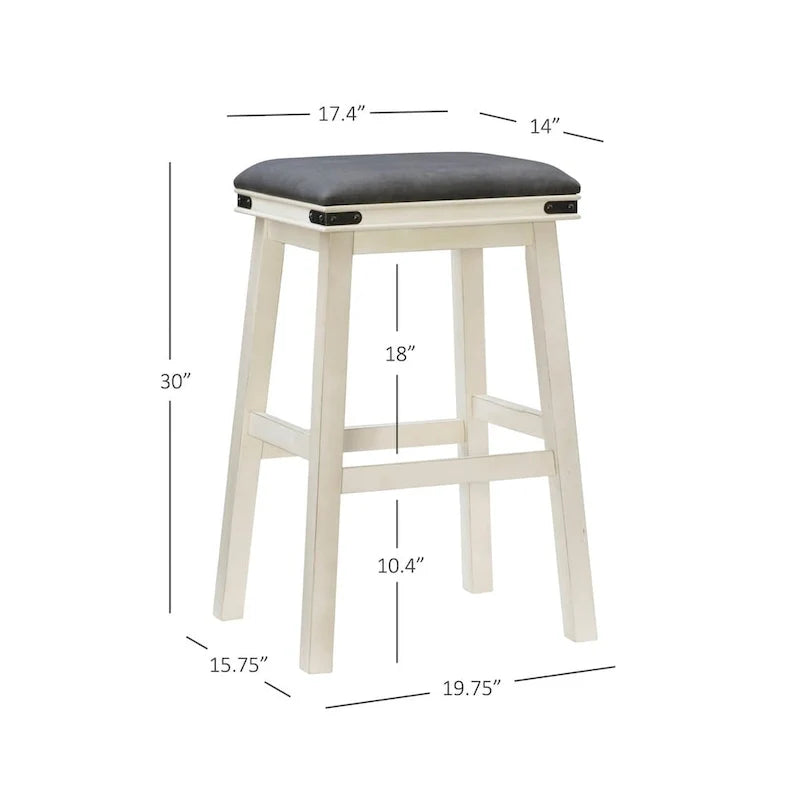 Tabouret de bar rustique sans dossier avec assise en similicuir