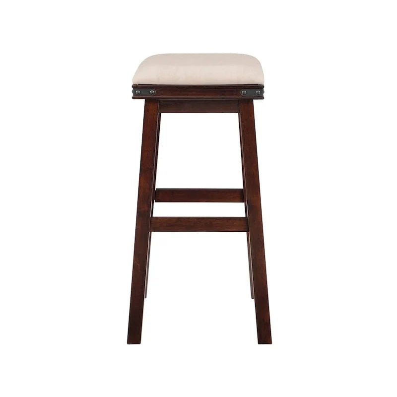 Tabouret de bar rustique sans dossier avec assise en similicuir
