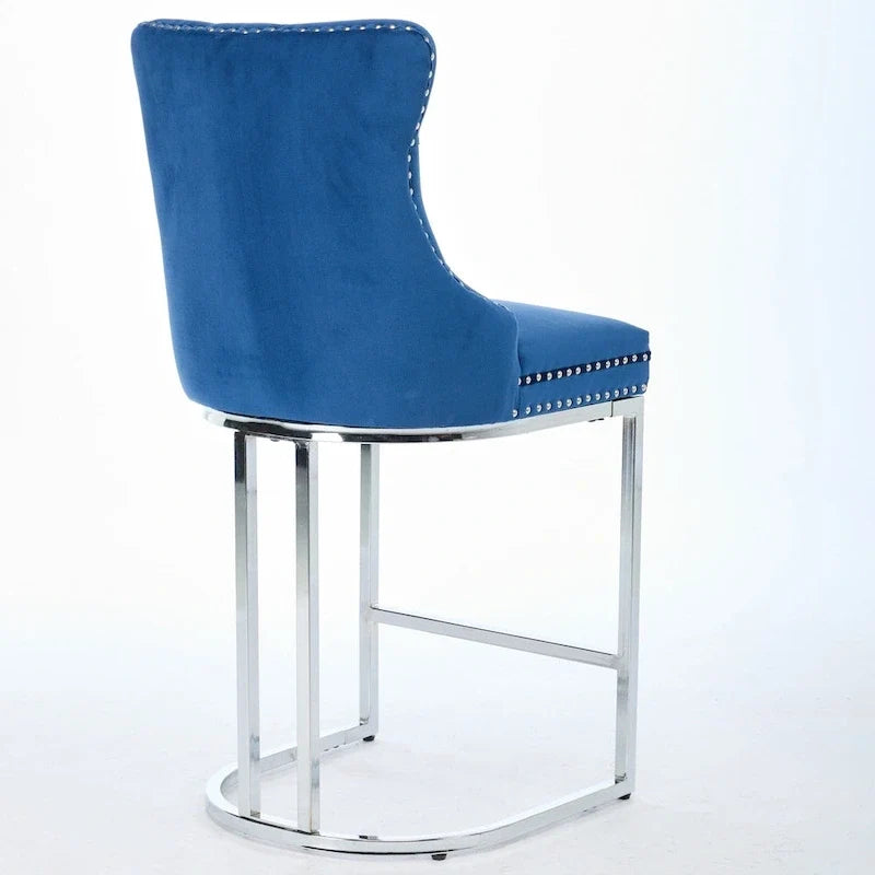 Tabourets de bar modernes en velours de 26 po, chaises d'îlot de cuisine hauteur comptoir, ensemble de 2