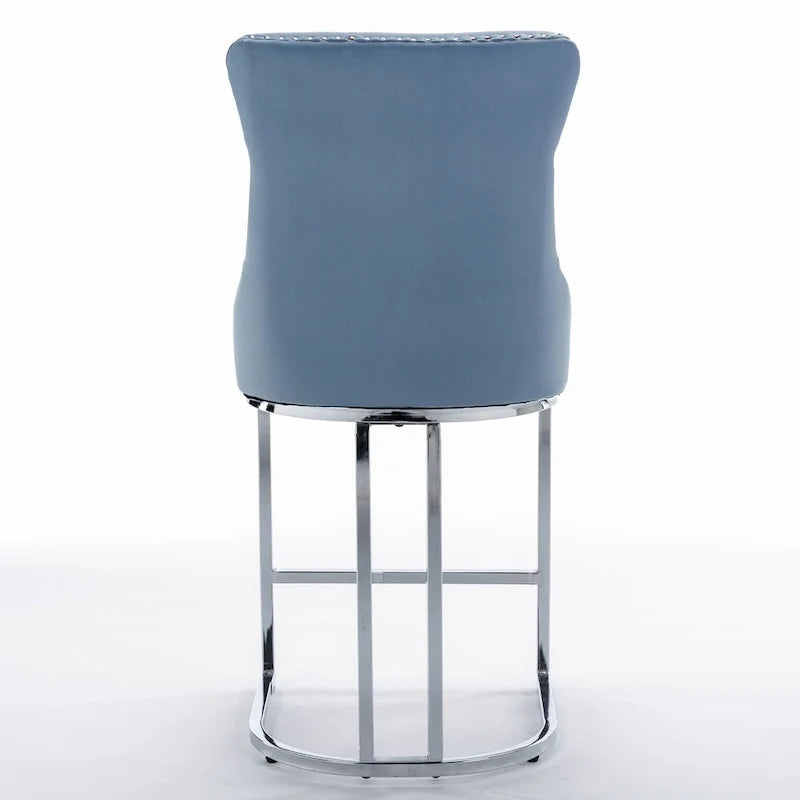 Tabourets de bar modernes en velours de 26 po, chaises d'îlot de cuisine hauteur comptoir, ensemble de 2