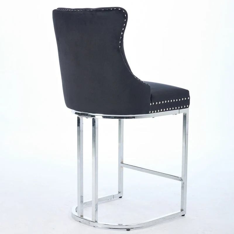 Tabourets de bar modernes en velours de 26 po, chaises d'îlot de cuisine hauteur comptoir, ensemble de 2