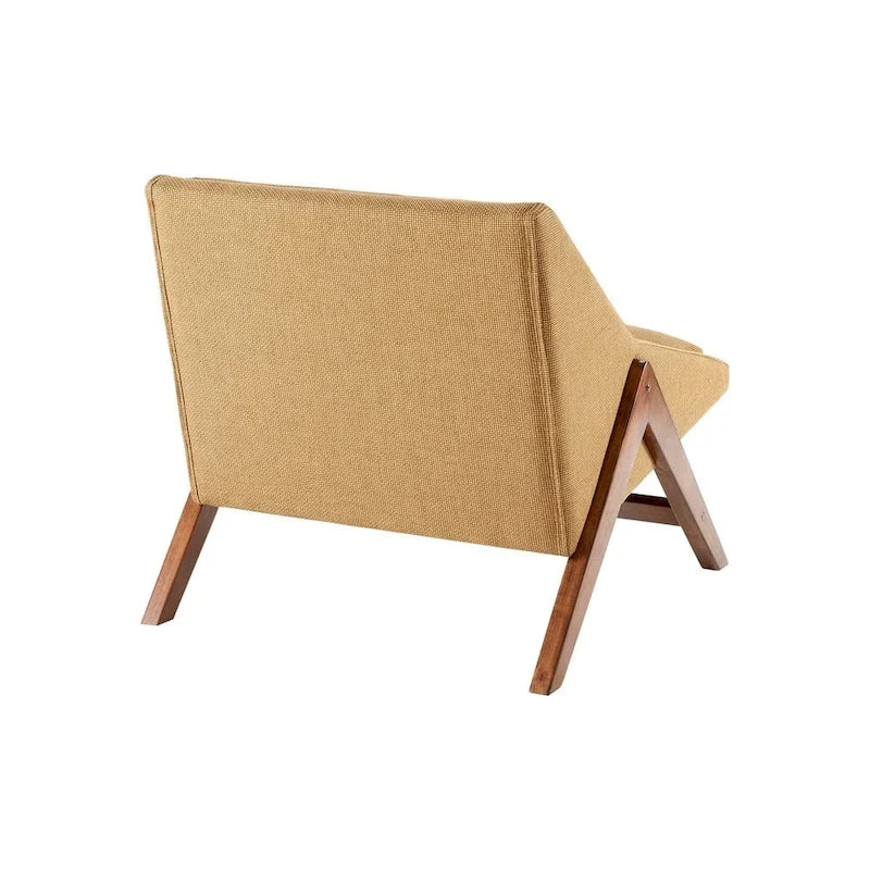 Fauteuil jaune moutarde / couleur pécan