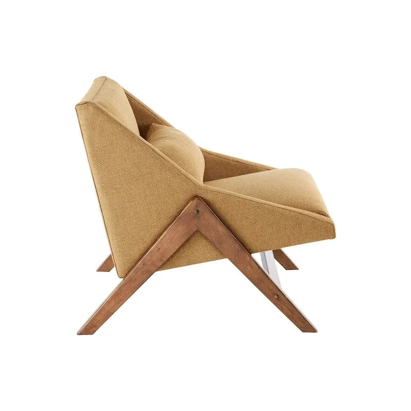 Fauteuil jaune moutarde / couleur pécan