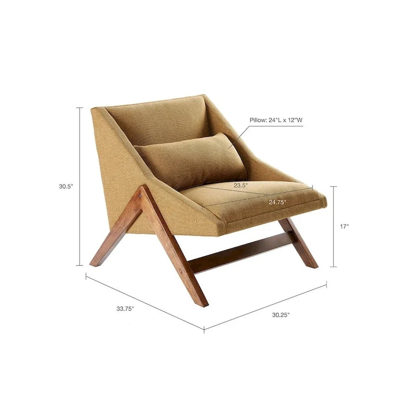 Fauteuil jaune moutarde / couleur pécan