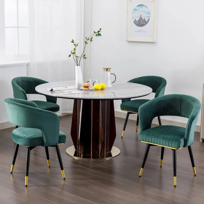Chaise de salle à manger pivotante en velours avec pieds en métal, lot de 2