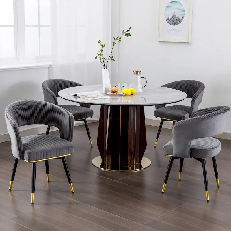 Chaise de salle à manger pivotante en velours avec pieds en métal, lot de 2