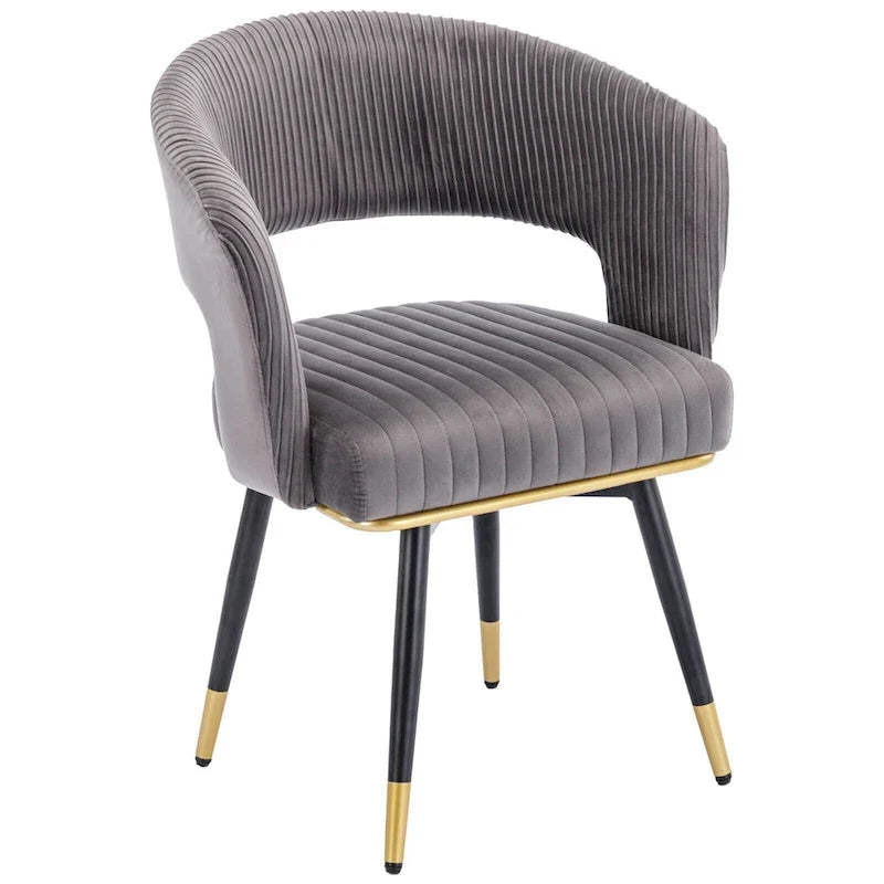 Chaise de salle à manger pivotante en velours avec pieds en métal, lot de 2